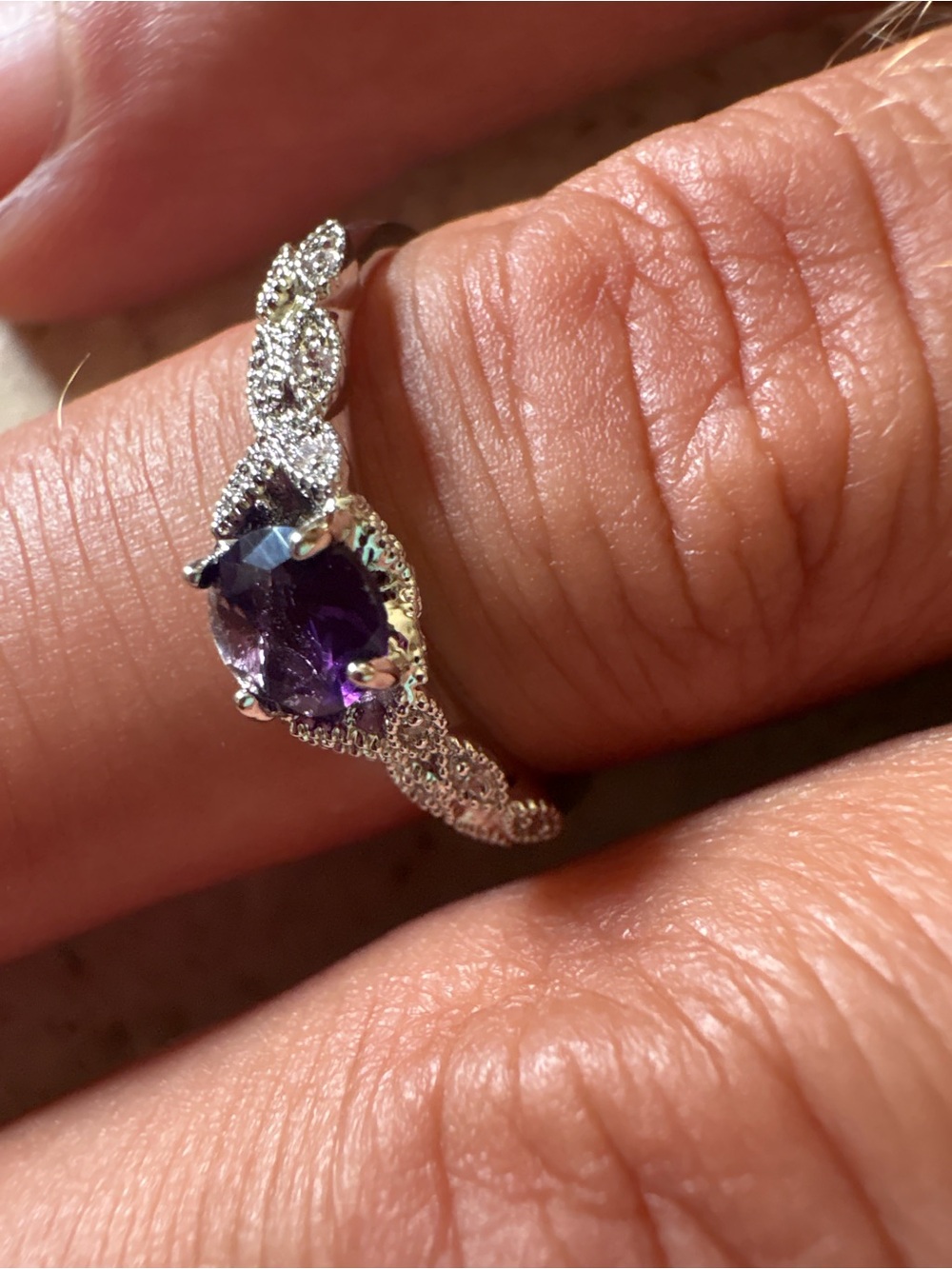 Vintage Sterling silver purple amethyst ring sz 10